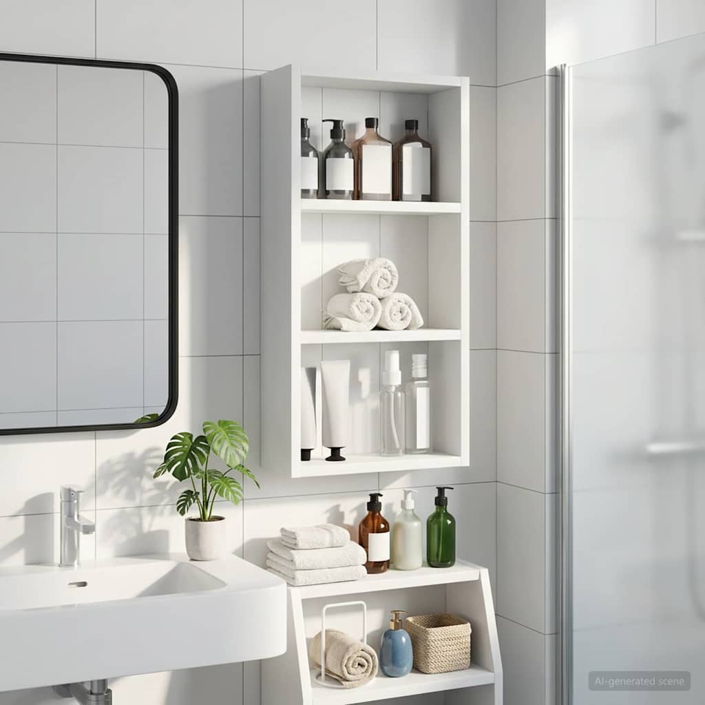 vidaXL Bathroom Wall Cabinet White 30 x 10 x 60.5 cm Engineered wood