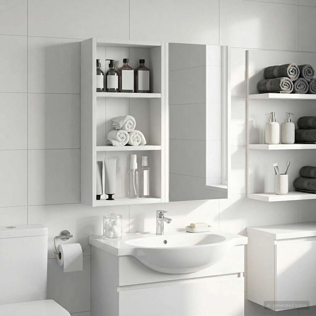 vidaXL Bathroom Wall Cabinet White 30 x 10 x 60.5 cm Engineered wood