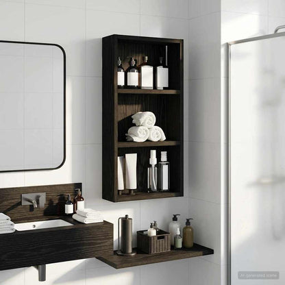 vidaXL Bathroom Wall Cabinet with Shelf Black Oak 30 x 10 x 60.5 cm