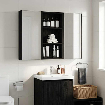 vidaXL Bathroom Wall Cabinet with Shelf Black Oak 30 x 10 x 60.5 cm