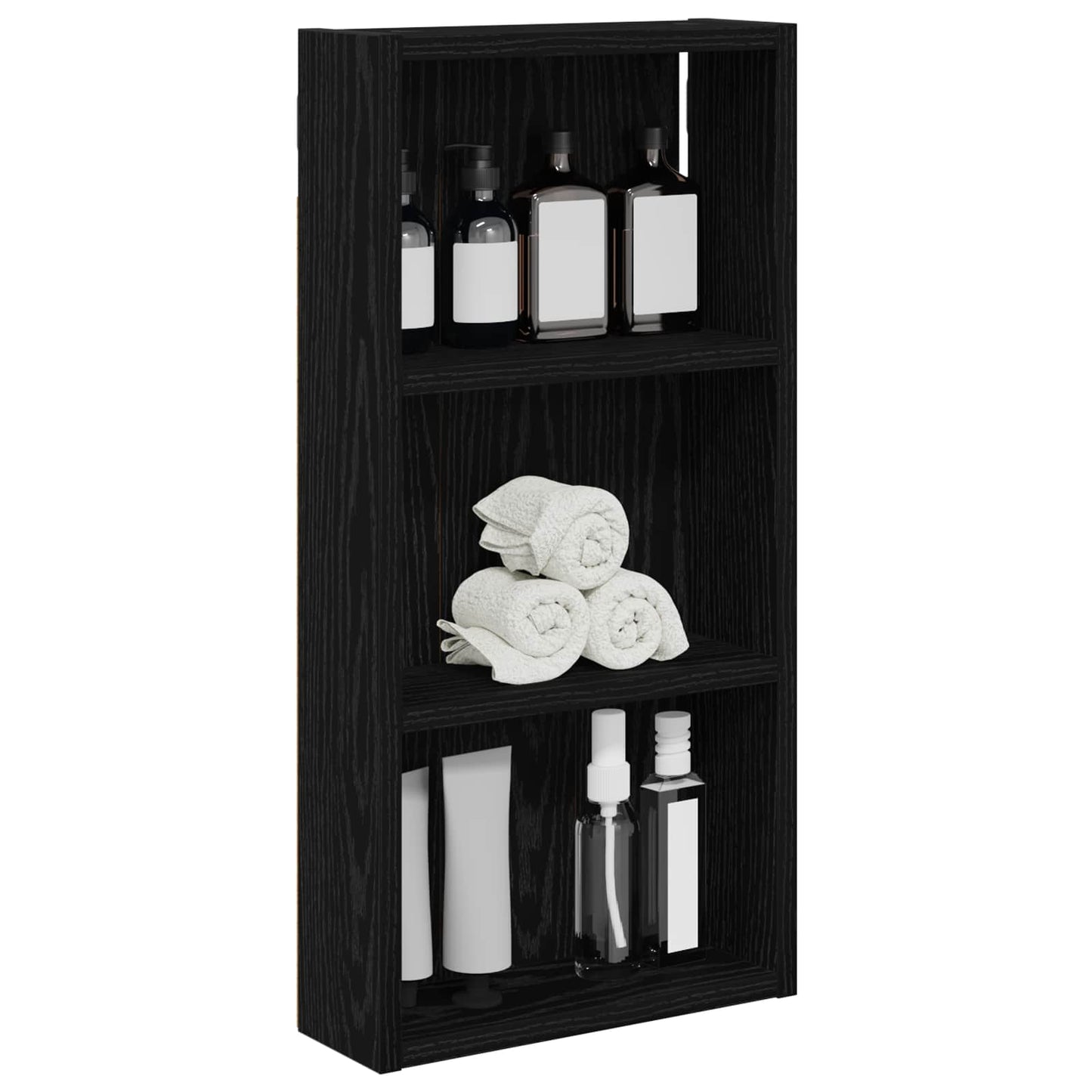 vidaXL Bathroom Wall Cabinet Black Oak 30 x 10 x 60.5 cm