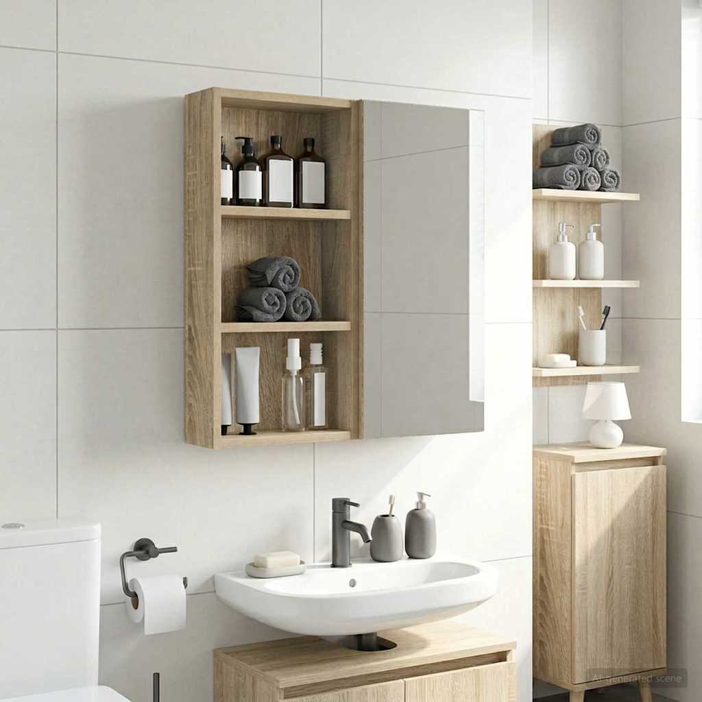 vidaXL Bathroom Wall Cabinet with Shelf Sonoma Oak 30 x 10 x 60.5 cm
