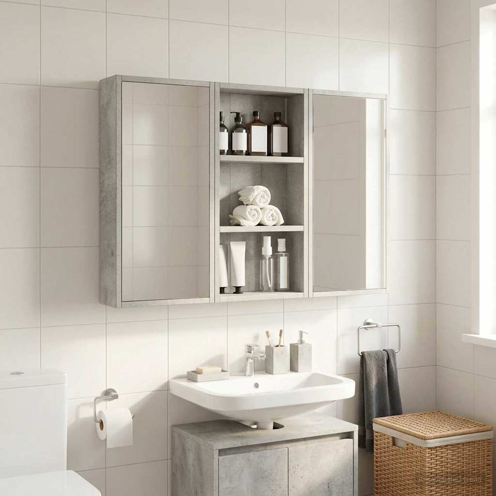 vidaXL Bathroom Wall Cabinet Concrete Grey 30 x 10 x 60.5 cm
