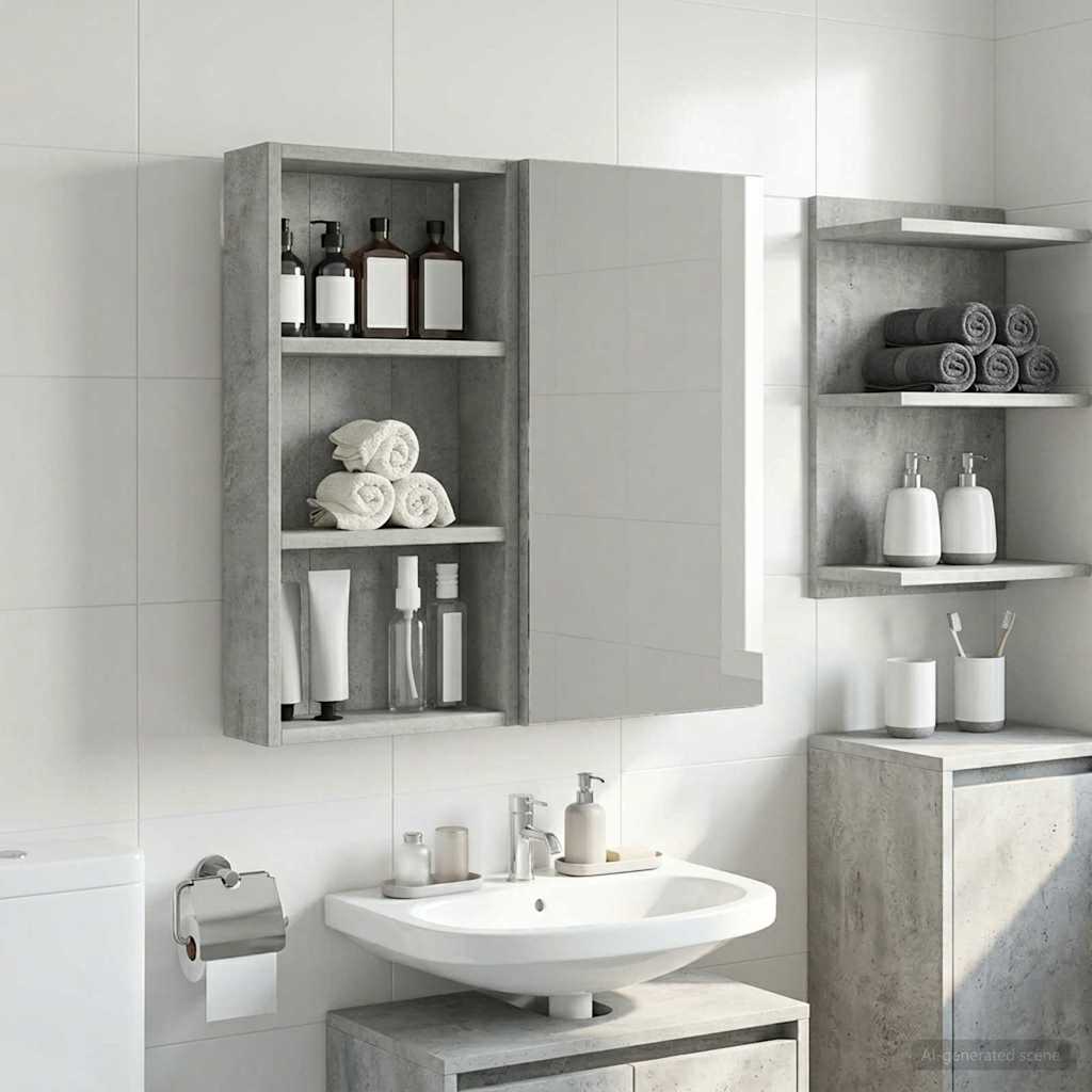 vidaXL Bathroom Wall Cabinet Concrete Grey 30 x 10 x 60.5 cm
