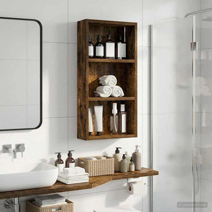 vidaXL Bathroom Wall Cabinet with Shelf Smoked Oak 30 x 10 x 60.5 cm