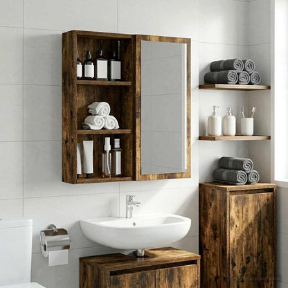 vidaXL Bathroom Wall Cabinet with Shelf Smoked Oak 30 x 10 x 60.5 cm