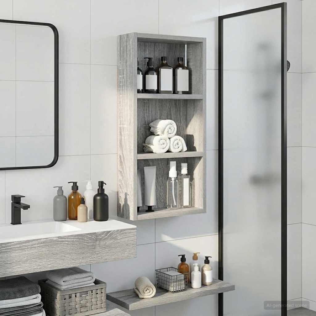 vidaXL Bathroom Wall Cabinet with Shelf Grey Sonoma 30 x 10 x 60.5 cm