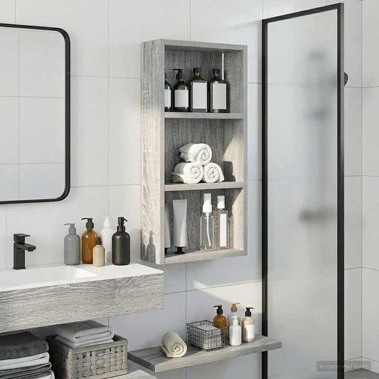 vidaXL Bathroom Wall Cabinet with Shelf Grey Sonoma 30 x 10 x 60.5 cm