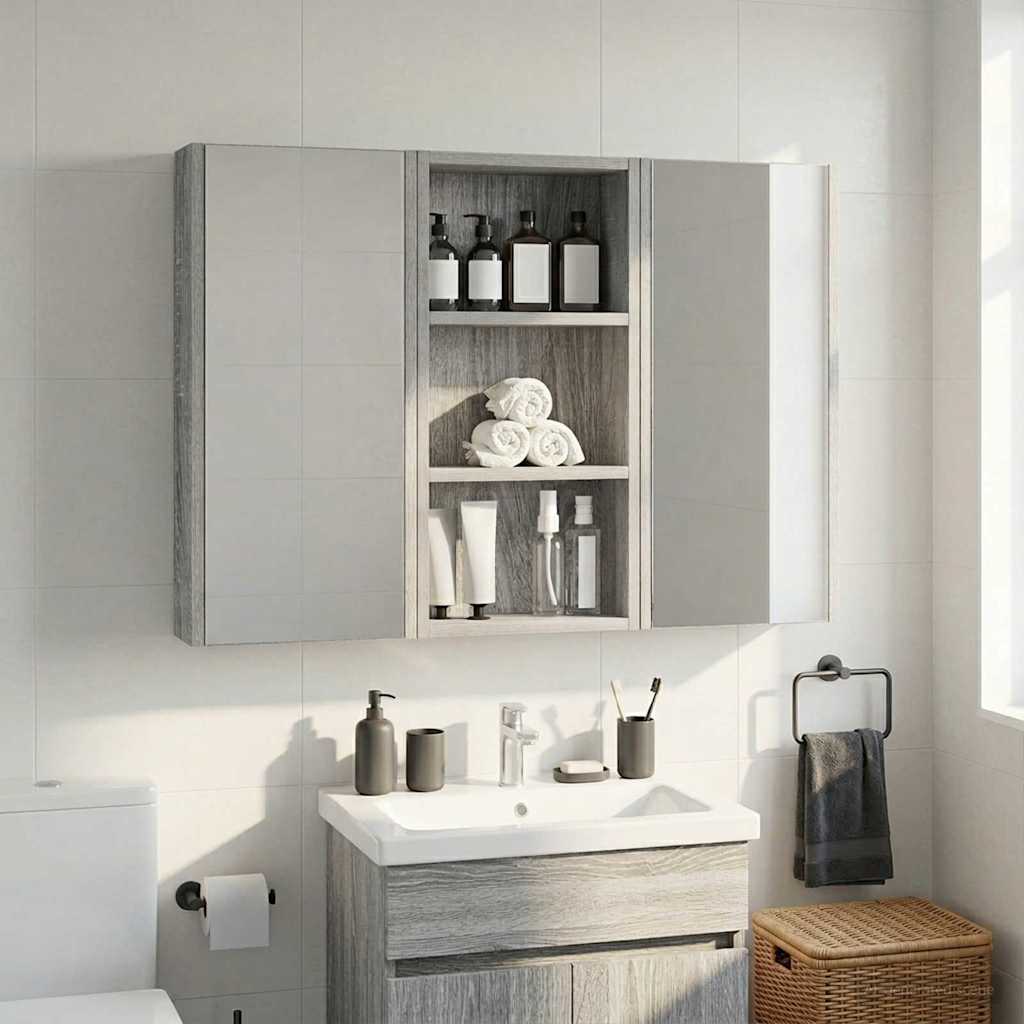 vidaXL Bathroom Wall Cabinet with Shelf Grey Sonoma 30 x 10 x 60.5 cm
