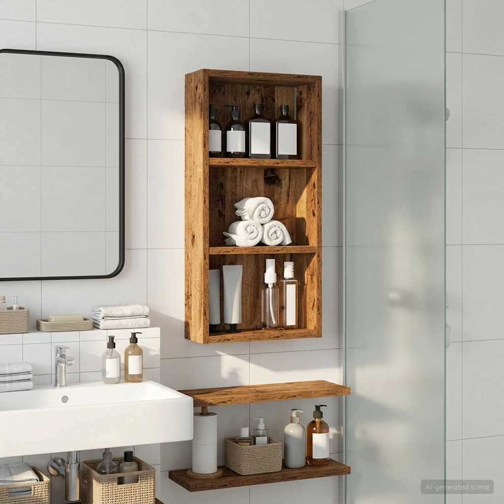 vidaXL Bathroom Wall Cabinet Old Wood 30 x 10 x 60.5 cm