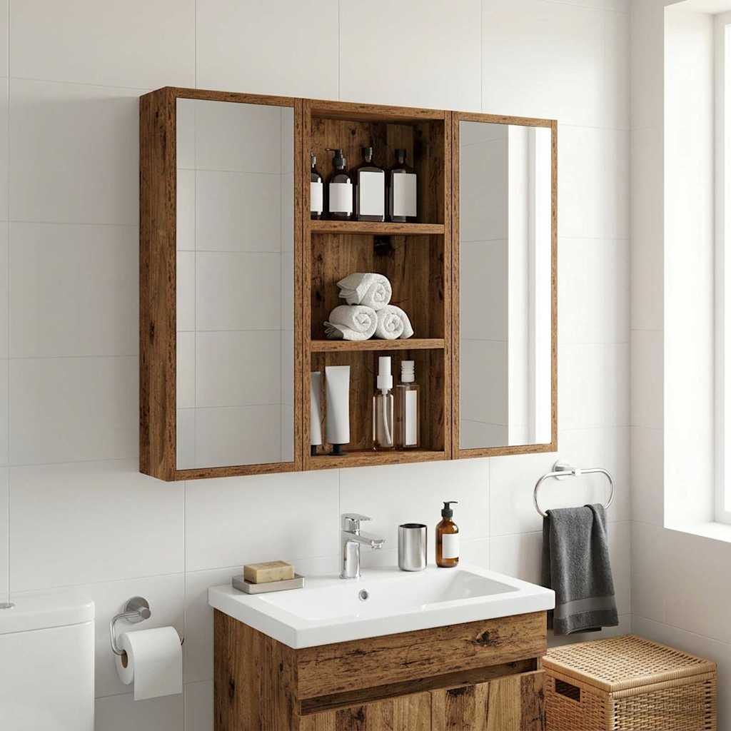 vidaXL Bathroom Wall Cabinet Old Wood 30 x 10 x 60.5 cm