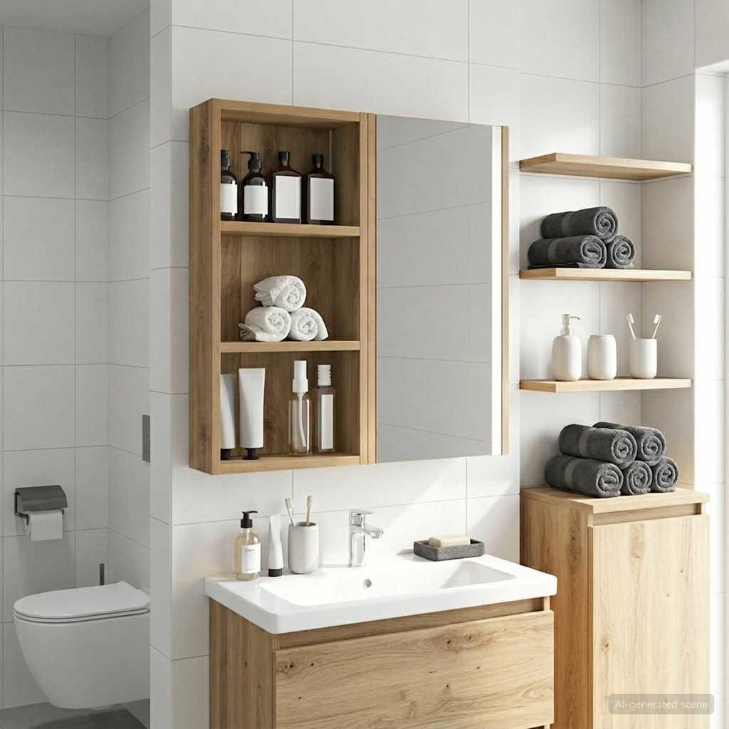 vidaXL Bathroom Wall Cabinet Artisian Oak 30 x 10 x 60.5 cm