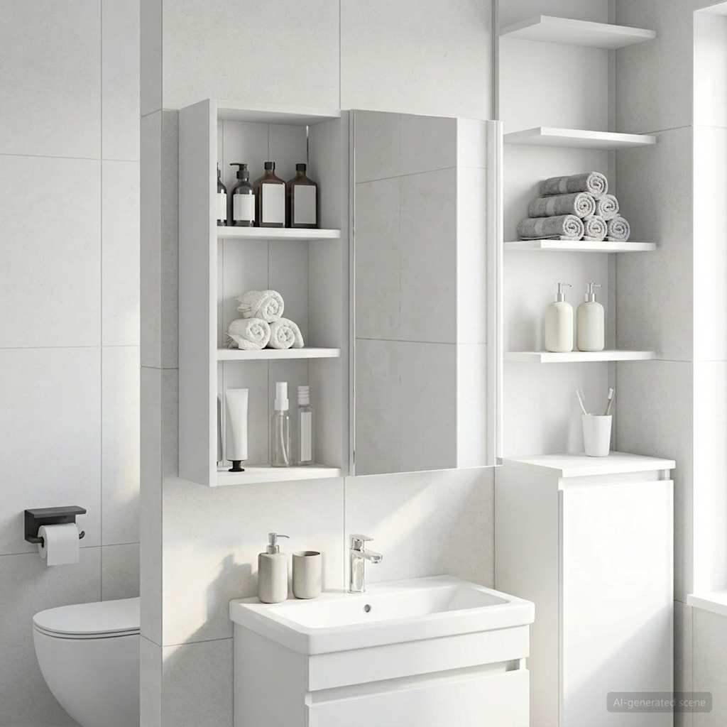 vidaXL Bathroom Wall Cabinet White 30 x 14 x 70 cm Engineered wood