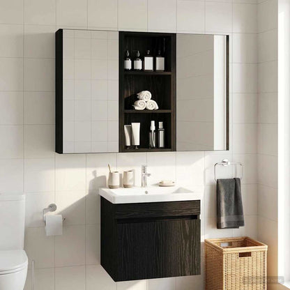 vidaXL Bathroom Wall Cabinet Black Oak 30 x 14 x 70 cm Engineered wood