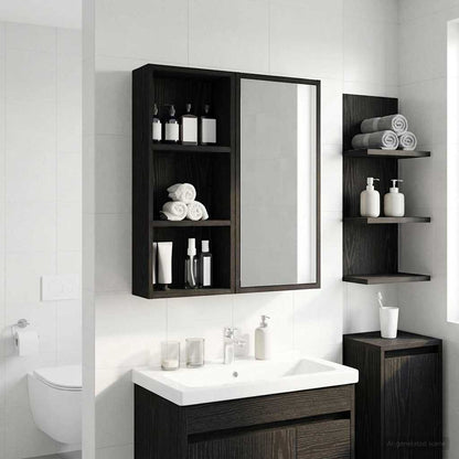 vidaXL Bathroom Wall Cabinet Black Oak 30 x 14 x 70 cm Engineered wood