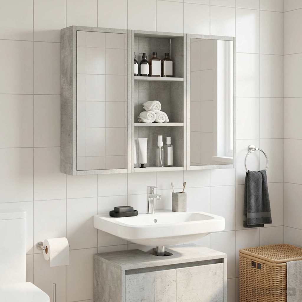 vidaXL Bathroom Wall Cabinet Concrete Grey 30 x 14 x 70 cm