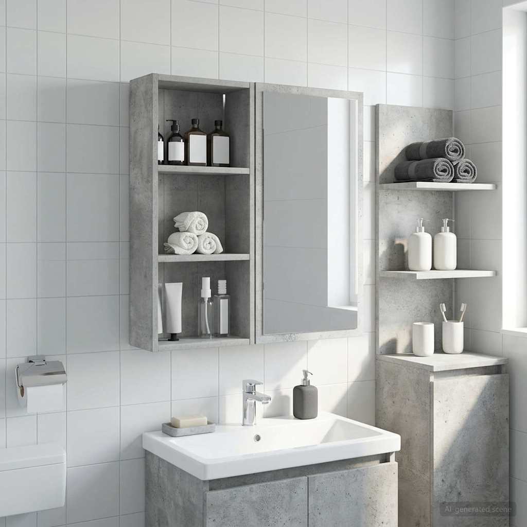 vidaXL Bathroom Wall Cabinet Concrete Grey 30 x 14 x 70 cm