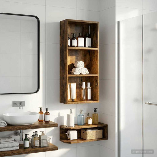 vidaXL Bathroom Wall Cabinet with Shelf Smoked Oak 30 x 14 x 70 cm