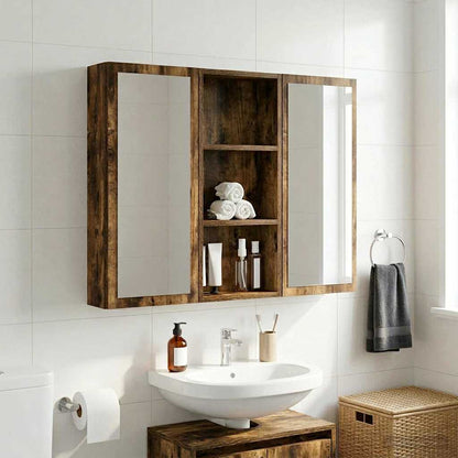 vidaXL Bathroom Wall Cabinet with Shelf Smoked Oak 30 x 14 x 70 cm