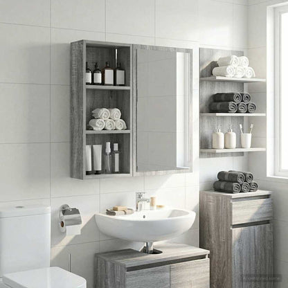 vidaXL Bathroom Wall Cabinet with Shelf Grey Sonoma 30 x 14 x 70 cm