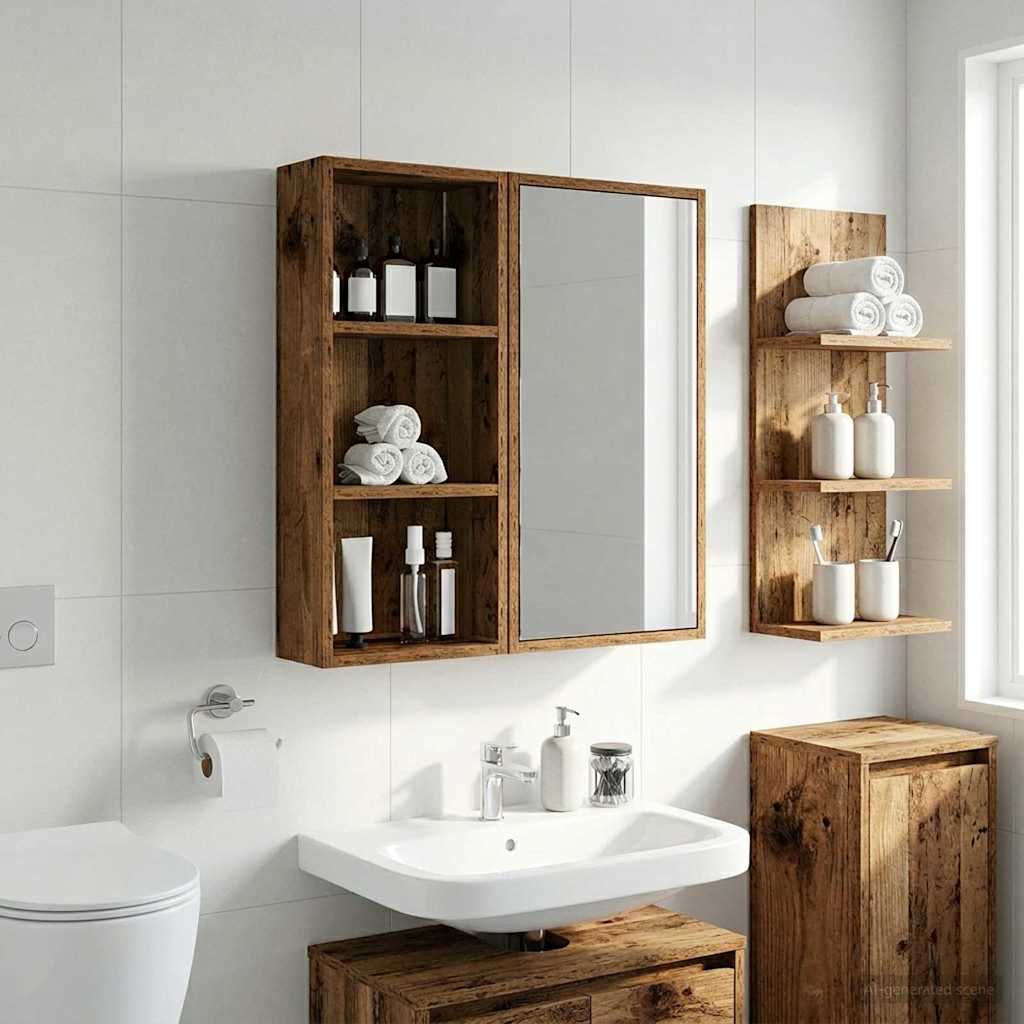 vidaXL Bathroom Wall Cabinet Old Wood 30 x 14 x 70 cm Engineered wood
