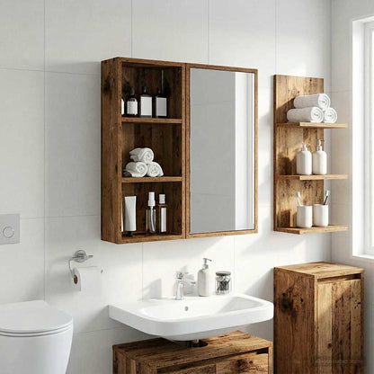 vidaXL Bathroom Wall Cabinet Old Wood 30 x 14 x 70 cm Engineered wood