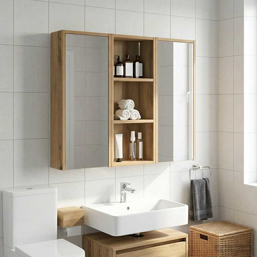 vidaXL Bathroom Wall Cabinet with Shelf Artisian Oak 30 x 14 x 70 cm
