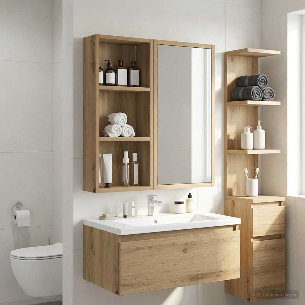 vidaXL Bathroom Wall Cabinet with Shelf Artisian Oak 30 x 14 x 70 cm
