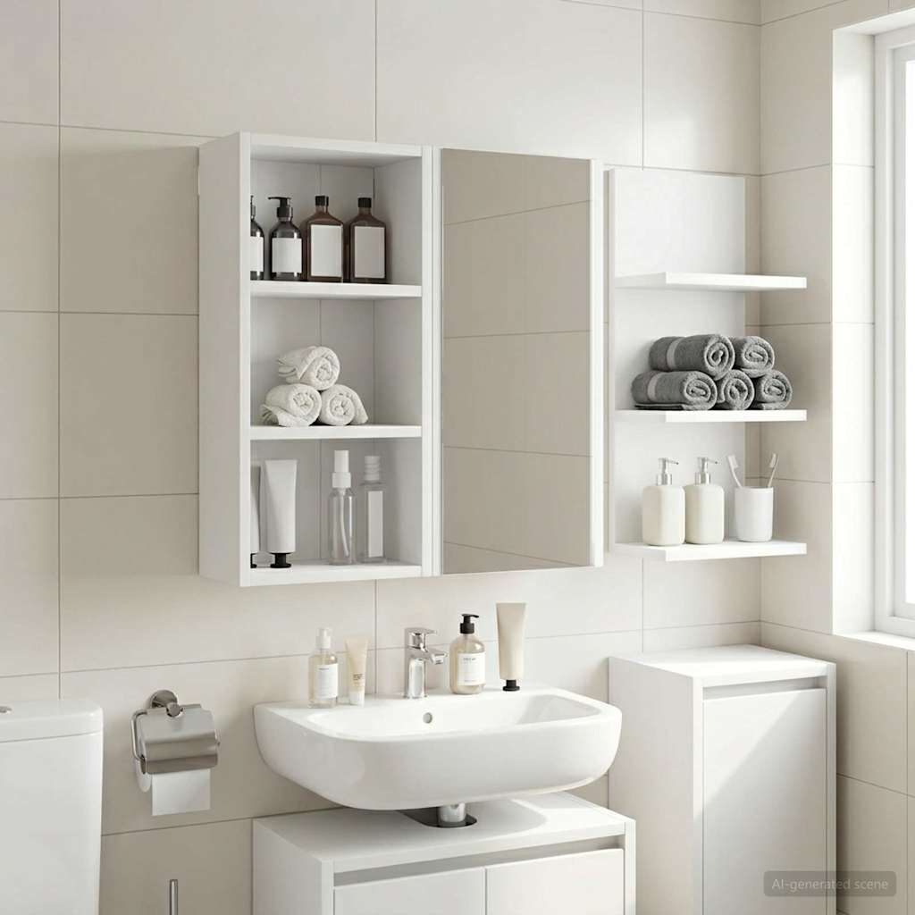 vidaXL Bathroom Wall Cabinet White 30 x 16 x 62.5 cm Engineered wood