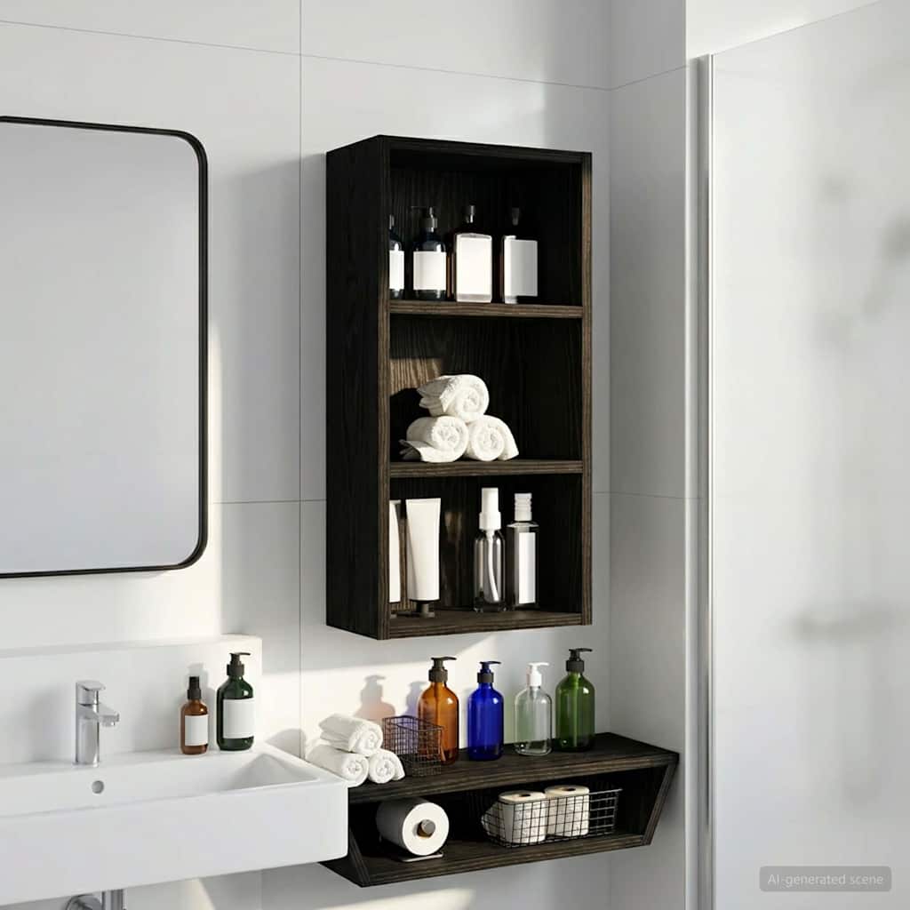 vidaXL Bathroom Wall Cabinet with Shelf Black Oak 30 x 16 x 62.5 cm