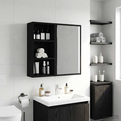 vidaXL Bathroom Wall Cabinet with Shelf Black Oak 30 x 16 x 62.5 cm