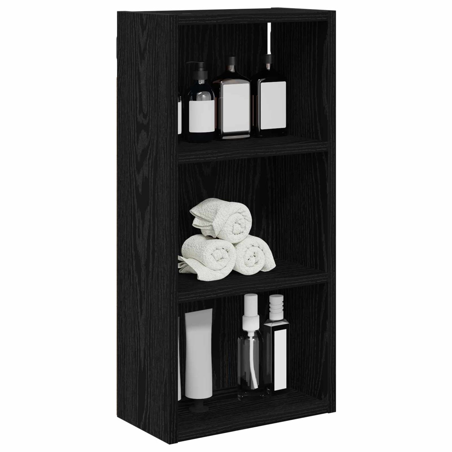vidaXL Bathroom Wall Cabinet with Shelf Black Oak 30 x 16 x 62.5 cm