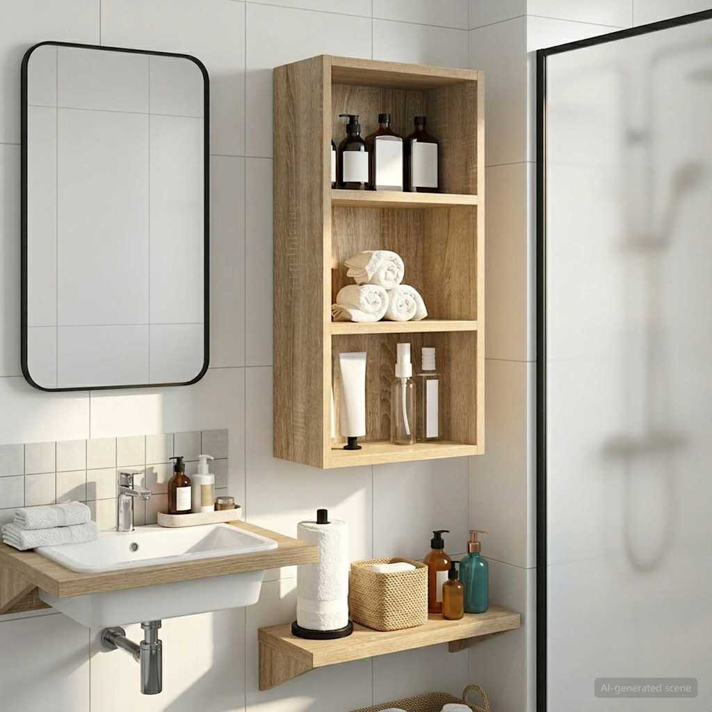 vidaXL Bathroom Wall Cabinet Sonoma Oak 30 x 16 x 62.5 cm