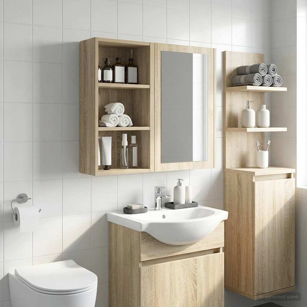 vidaXL Bathroom Wall Cabinet Sonoma Oak 30 x 16 x 62.5 cm