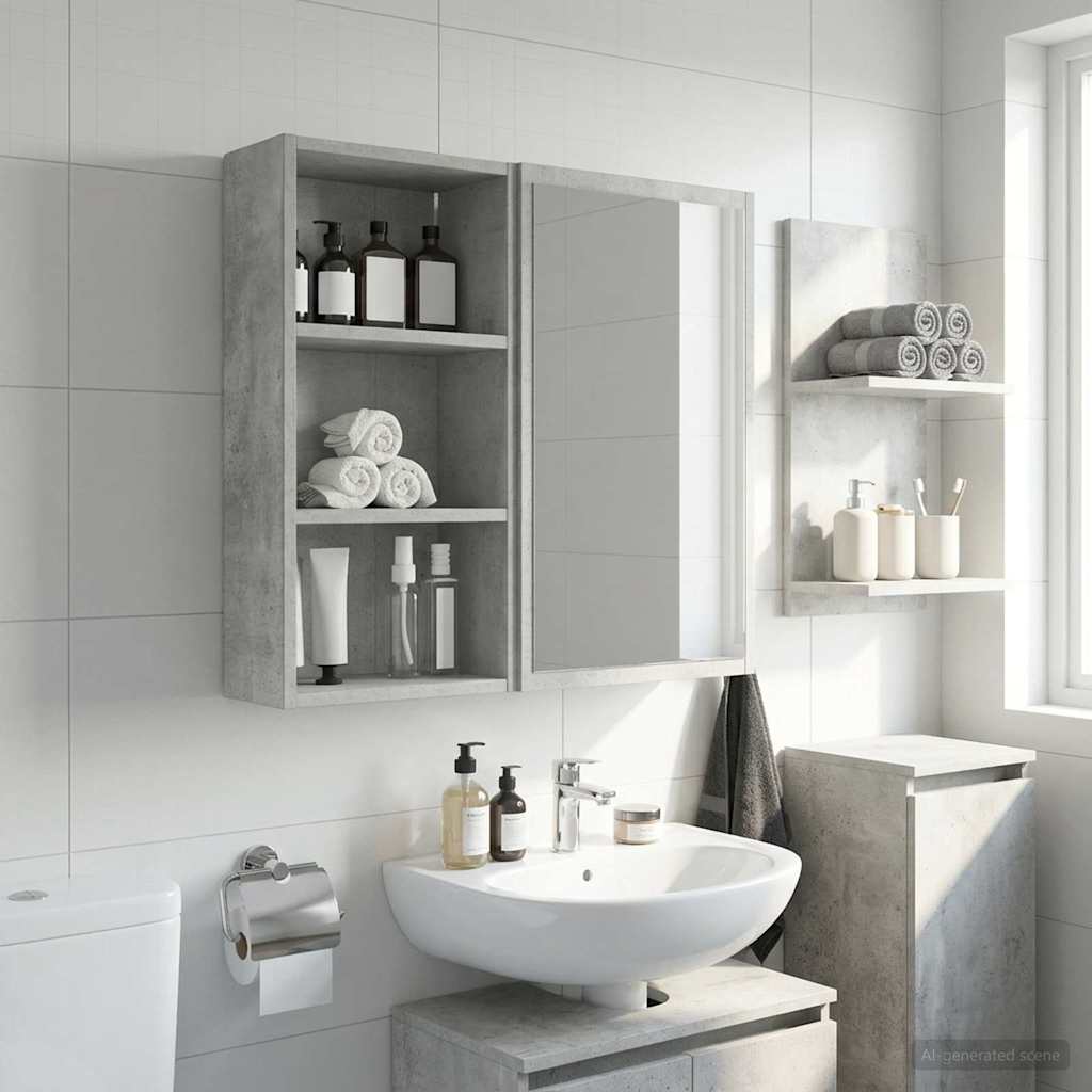 vidaXL Bathroom Wall Cabinet Concrete Grey 30 x 16 x 62.5 cm
