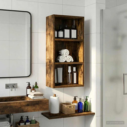 vidaXL Bathroom Wall Cabinet with Shelf Smoked Oak 30 x 16 x 62.5 cm