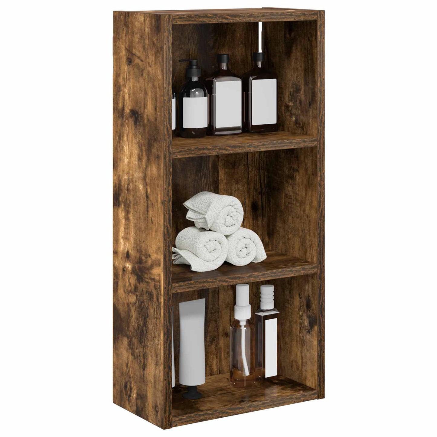 vidaXL Bathroom Wall Cabinet with Shelf Smoked Oak 30 x 16 x 62.5 cm