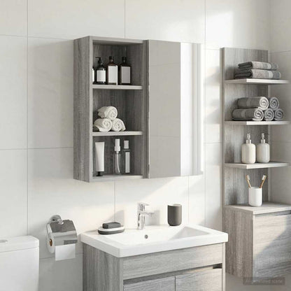 vidaXL Bathroom Wall Cabinet with Shelf Grey Sonoma 30 x 16 x 62.5 cm