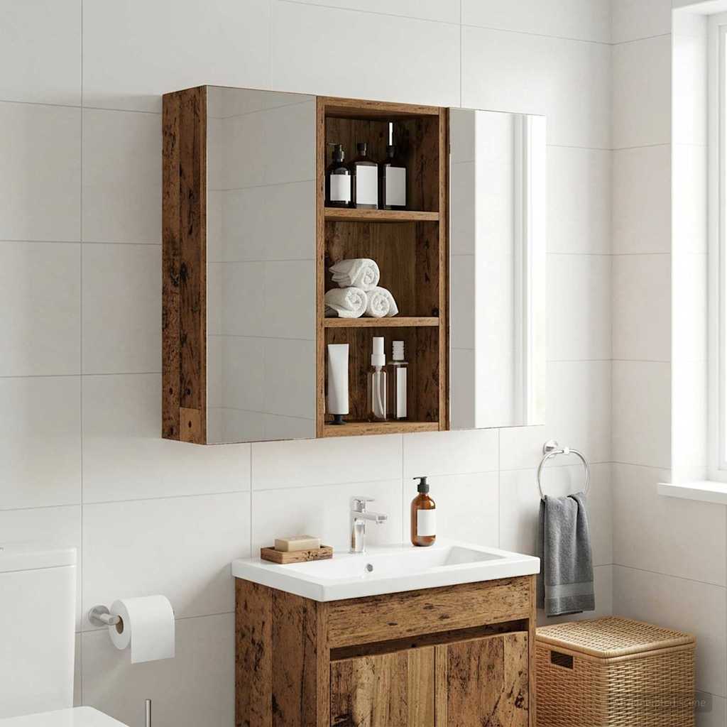 vidaXL Bathroom Wall Cabinet Old Wood 30 x 16 x 62.5 cm