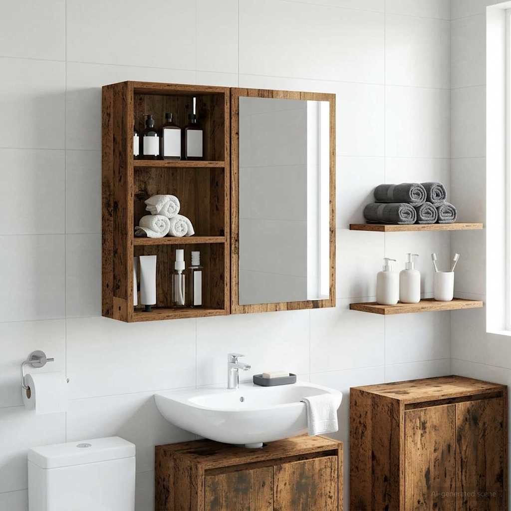 vidaXL Bathroom Wall Cabinet Old Wood 30 x 16 x 62.5 cm