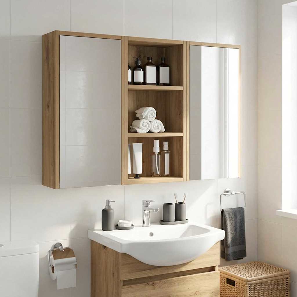 vidaXL Bathroom Wall Cabinet with Shelf Artisian Oak 30 x 16 x 62.5 cm