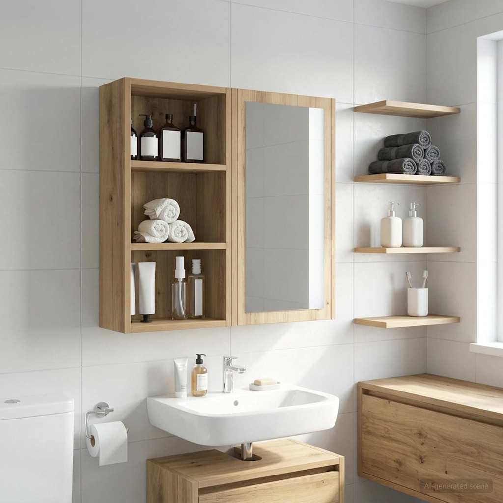 vidaXL Bathroom Wall Cabinet with Shelf Artisian Oak 30 x 16 x 62.5 cm