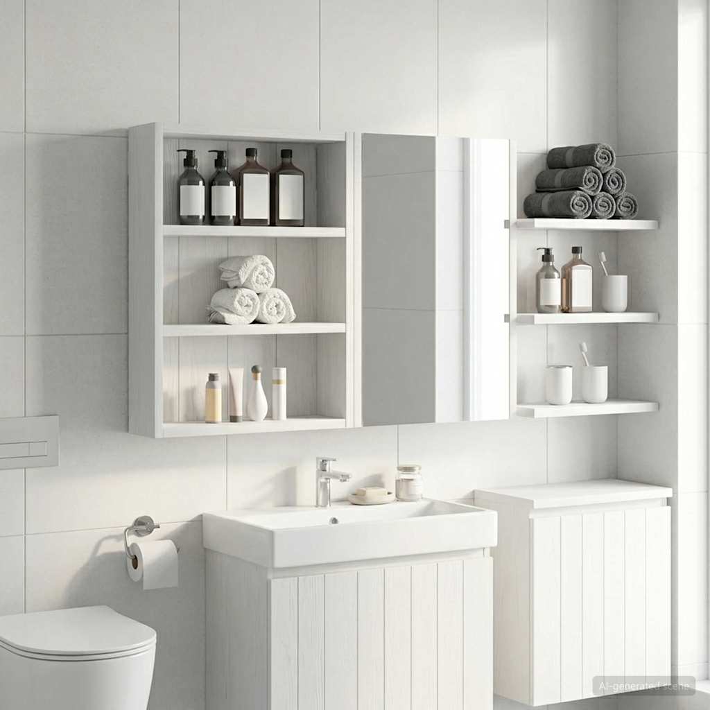 vidaXL Bathroom Wall Cabinet White 40 x 10 x 50 cm Engineered wood