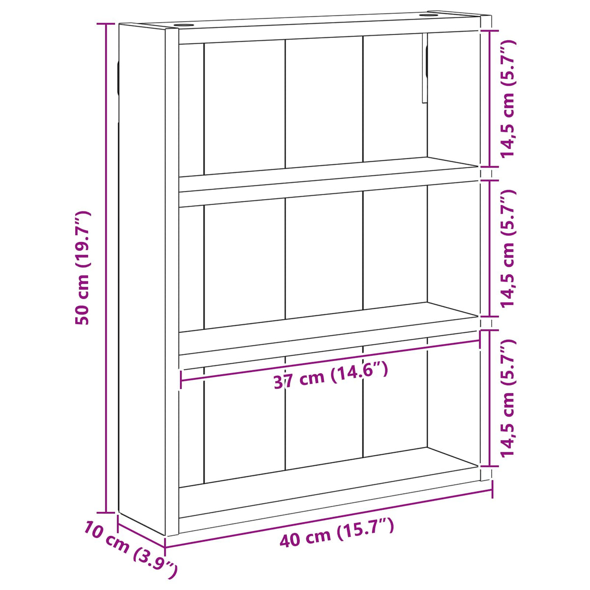 vidaXL Bathroom Wall Cabinet White 40 x 10 x 50 cm Engineered wood