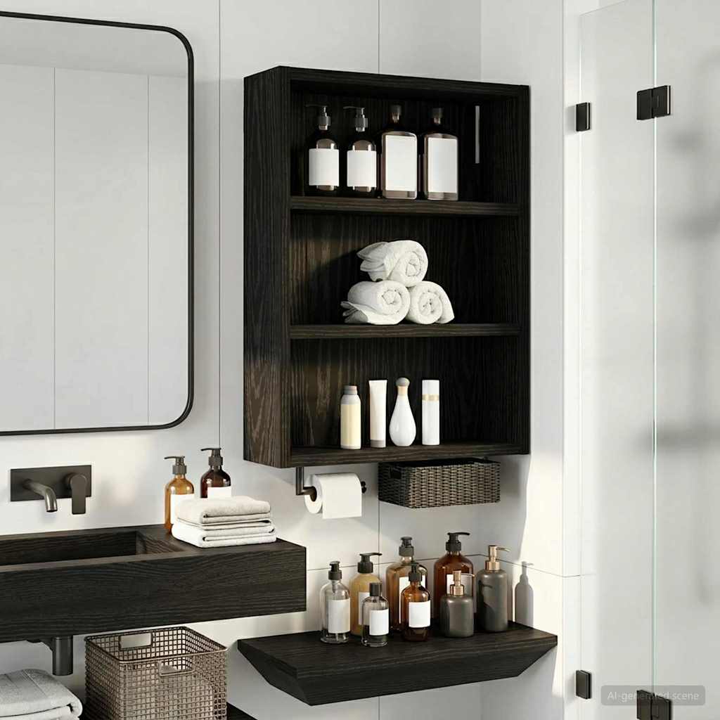 vidaXL Bathroom Wall Cabinet Black Oak 40 x 10 x 50 cm Engineered wood