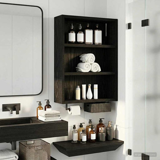 vidaXL Bathroom Wall Cabinet Black Oak 40 x 10 x 50 cm Engineered wood