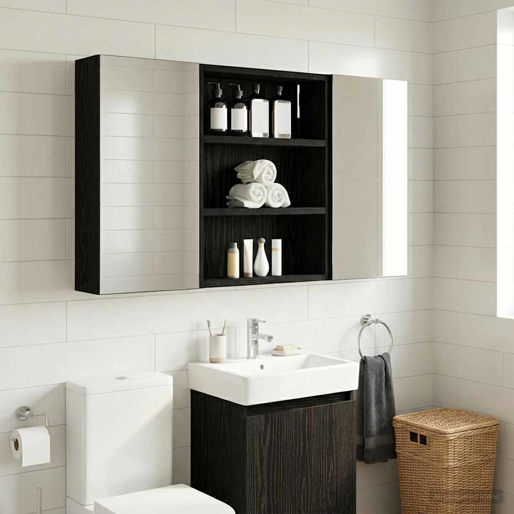 vidaXL Bathroom Wall Cabinet Black Oak 40 x 10 x 50 cm Engineered wood