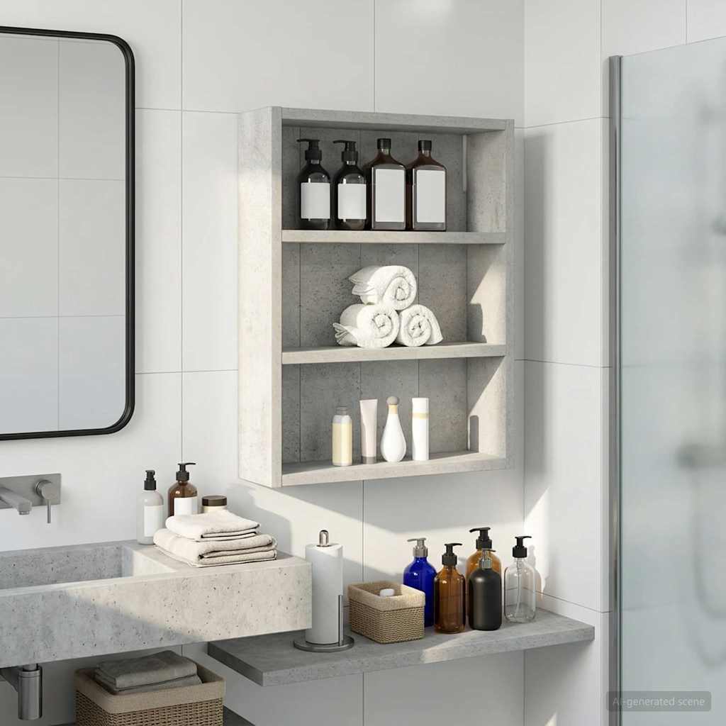 vidaXL Bathroom Wall Cabinet Concrete Grey 40 x 10 x 50 cm