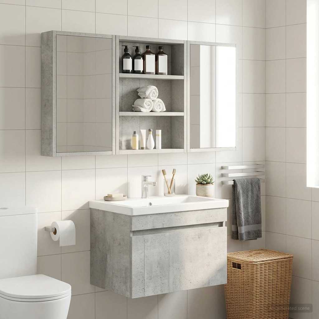 vidaXL Bathroom Wall Cabinet Concrete Grey 40 x 10 x 50 cm