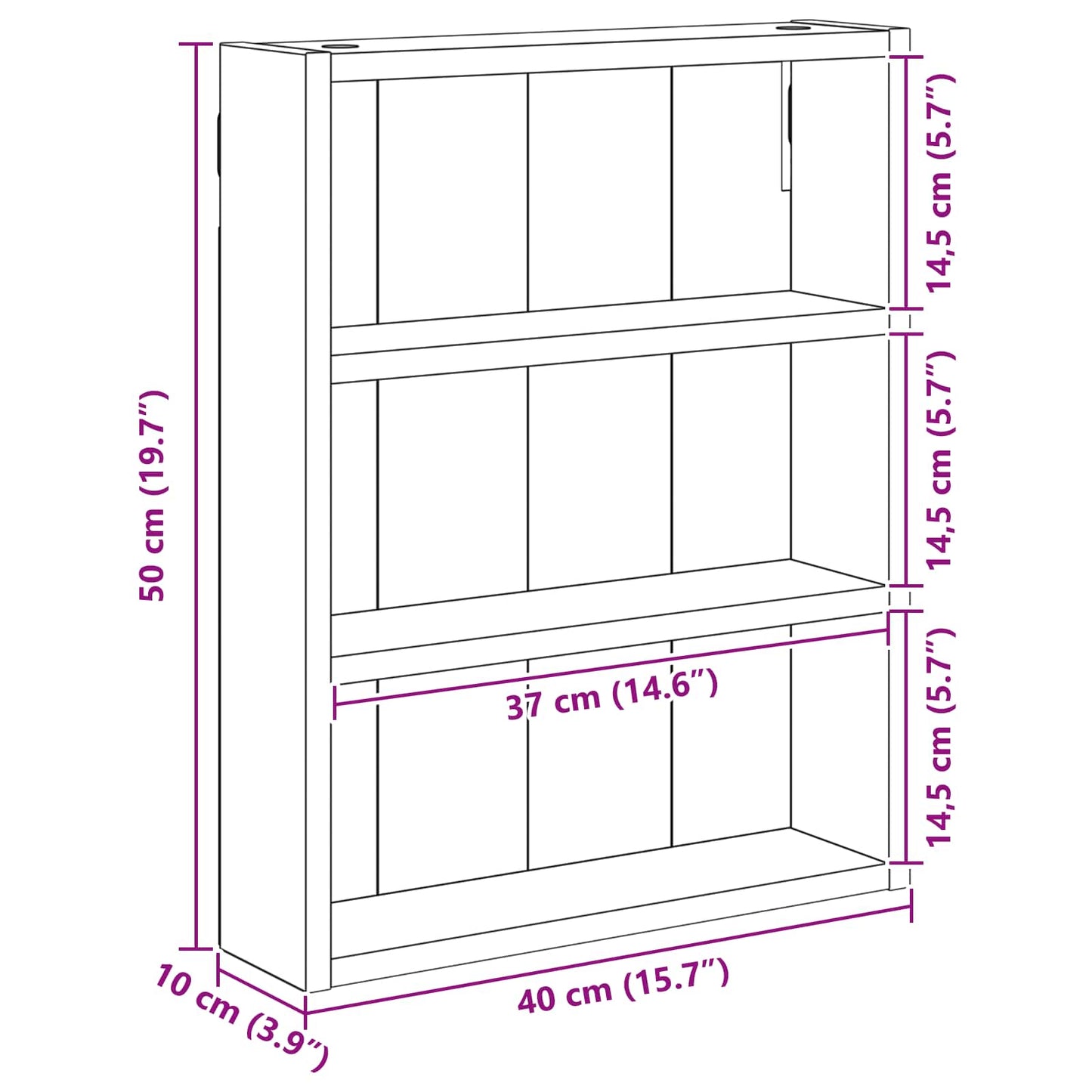 vidaXL Bathroom Wall Cabinet Concrete Grey 40 x 10 x 50 cm